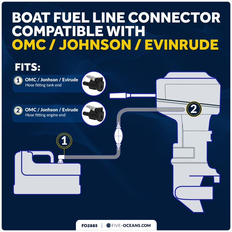 Five Oceans OMC/Johnson/Evinrude 5/16" Barb Female Fuel Line Hose Connector, Fits Engine End & Tank End Male Fitting - FO2885 - Image 2